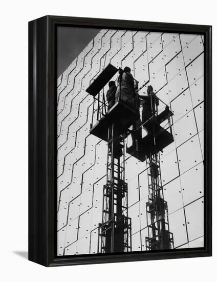 Technicians Adjusting Mirrors of Solar Furnace-Joe Scherschel-Framed Premier Image Canvas