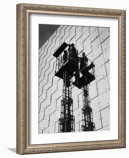 Technicians Adjusting Mirrors of Solar Furnace-Joe Scherschel-Framed Photographic Print