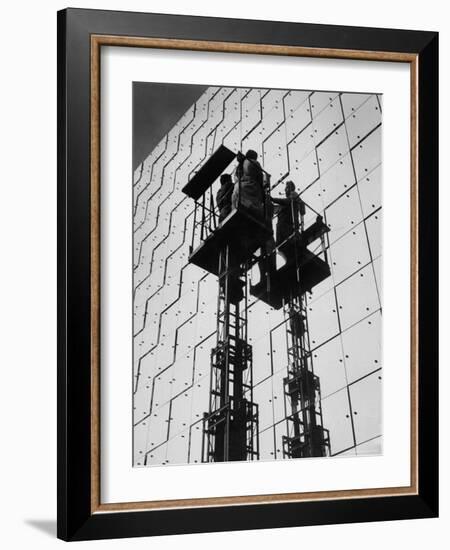 Technicians Adjusting Mirrors of Solar Furnace-Joe Scherschel-Framed Photographic Print