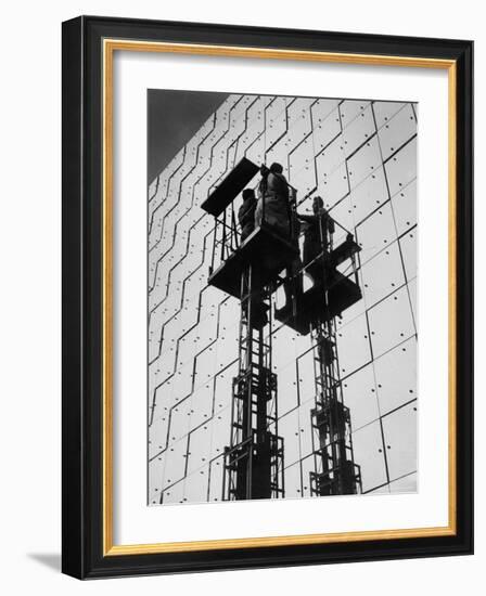 Technicians Adjusting Mirrors of Solar Furnace-Joe Scherschel-Framed Photographic Print