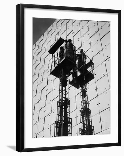 Technicians Adjusting Mirrors of Solar Furnace-Joe Scherschel-Framed Photographic Print