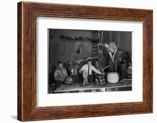 Technicians in Sound Production Room at Walt Disney Studio Using Hanging Mikes and Handheld Boom-Alfred Eisenstaedt-Framed Photographic Print