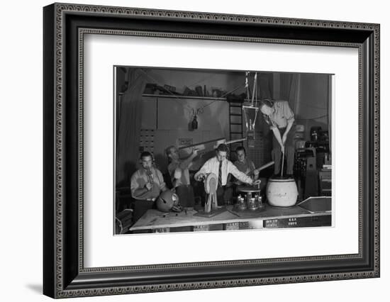 Technicians in Sound Production Room at Walt Disney Studio Using Hanging Mikes and Handheld Boom-Alfred Eisenstaedt-Framed Photographic Print