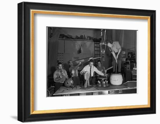 Technicians in Sound Production Room at Walt Disney Studio Using Hanging Mikes and Handheld Boom-Alfred Eisenstaedt-Framed Photographic Print