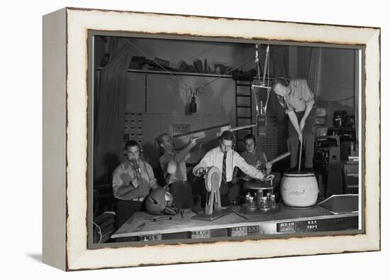 Technicians in Sound Production Room at Walt Disney Studio Using Hanging Mikes and Handheld Boom-Alfred Eisenstaedt-Framed Premier Image Canvas