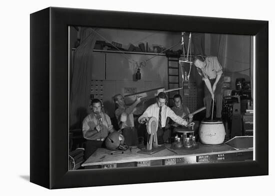 Technicians in Sound Production Room at Walt Disney Studio Using Hanging Mikes and Handheld Boom-Alfred Eisenstaedt-Framed Premier Image Canvas