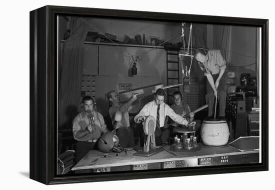 Technicians in Sound Production Room at Walt Disney Studio Using Hanging Mikes and Handheld Boom-Alfred Eisenstaedt-Framed Premier Image Canvas