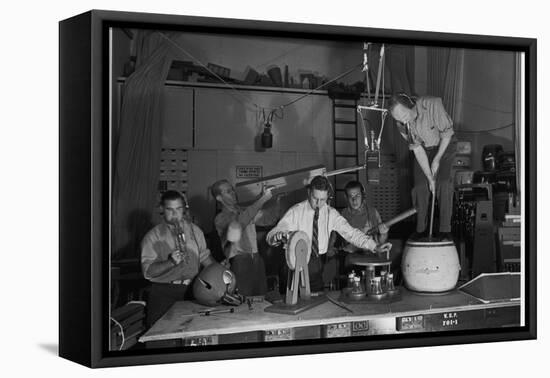 Technicians in Sound Production Room at Walt Disney Studio Using Hanging Mikes and Handheld Boom-Alfred Eisenstaedt-Framed Premier Image Canvas