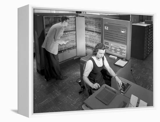 Technicians with Room Size IBM Type 704 Computer Making Calculations for Aeronautical Research-null-Framed Stretched Canvas