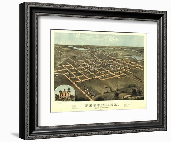 Tecumseh, Michigan - Panoramic Map-Lantern Press-Framed Art Print