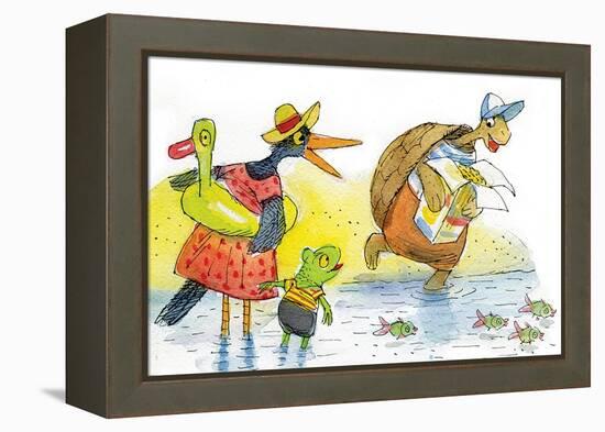 Ted, Ed, and Caroll and the Tiny Fish 2 - Turtle-Valeri Gorbachev-Framed Premier Image Canvas