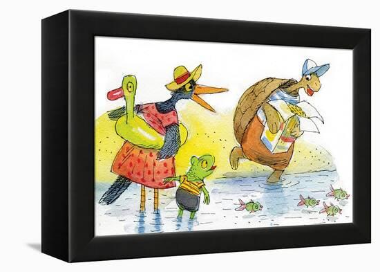 Ted, Ed, and Caroll and the Tiny Fish 2 - Turtle-Valeri Gorbachev-Framed Premier Image Canvas