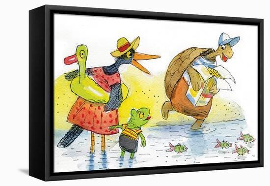 Ted, Ed, and Caroll and the Tiny Fish 2 - Turtle-Valeri Gorbachev-Framed Premier Image Canvas