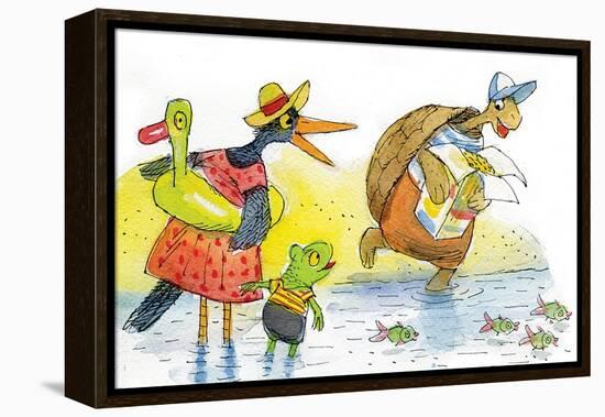 Ted, Ed, and Caroll and the Tiny Fish 2 - Turtle-Valeri Gorbachev-Framed Premier Image Canvas