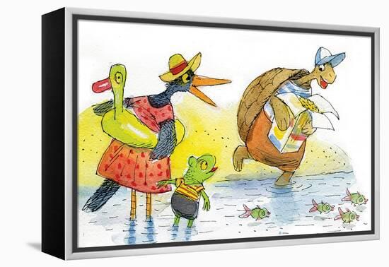 Ted, Ed, and Caroll and the Tiny Fish 2 - Turtle-Valeri Gorbachev-Framed Premier Image Canvas