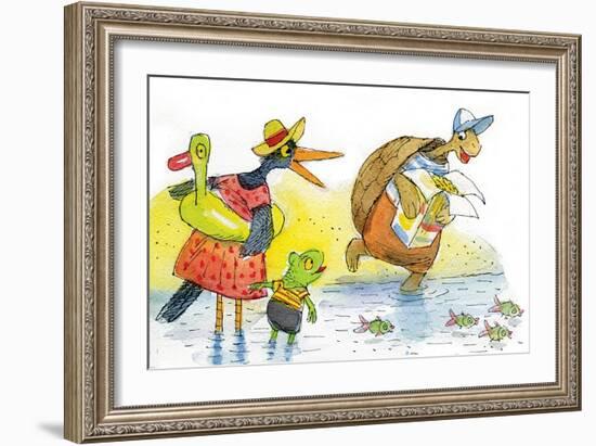 Ted, Ed, and Caroll and the Tiny Fish 2 - Turtle-Valeri Gorbachev-Framed Giclee Print