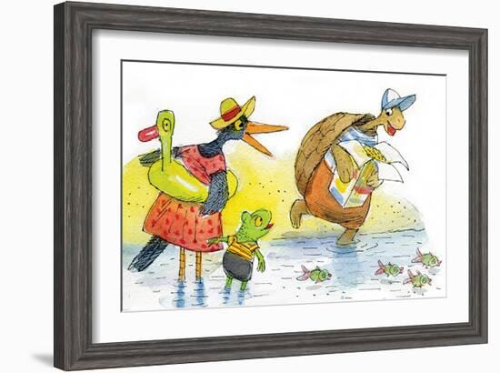 Ted, Ed, and Caroll and the Tiny Fish 2 - Turtle-Valeri Gorbachev-Framed Giclee Print