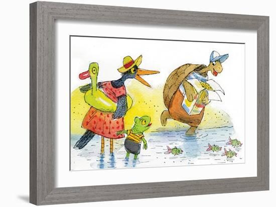 Ted, Ed, and Caroll and the Tiny Fish 2 - Turtle-Valeri Gorbachev-Framed Giclee Print