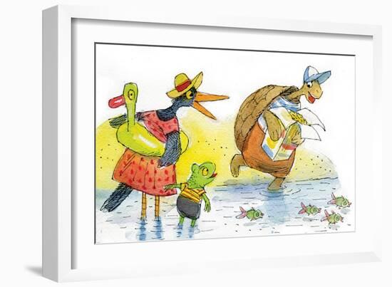 Ted, Ed, and Caroll and the Tiny Fish 2 - Turtle-Valeri Gorbachev-Framed Giclee Print