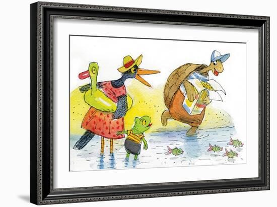 Ted, Ed, and Caroll and the Tiny Fish 2 - Turtle-Valeri Gorbachev-Framed Giclee Print