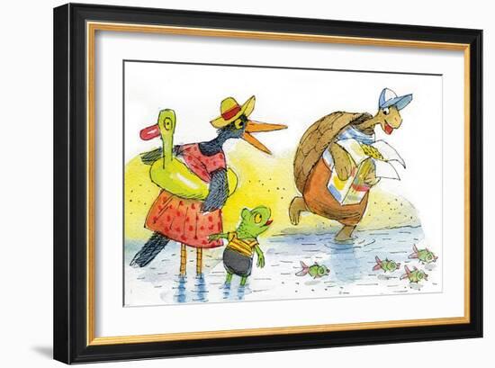 Ted, Ed, and Caroll and the Tiny Fish 2 - Turtle-Valeri Gorbachev-Framed Giclee Print