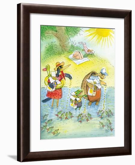 Ted, Ed and Caroll and the Tiny Fish 4 - Turtle-Valeri Gorbachev-Framed Giclee Print