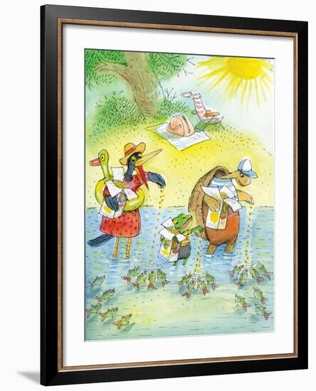 Ted, Ed and Caroll and the Tiny Fish 4 - Turtle-Valeri Gorbachev-Framed Giclee Print