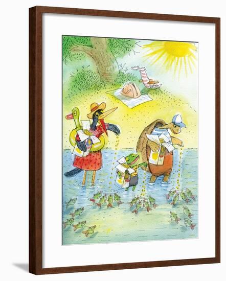 Ted, Ed and Caroll and the Tiny Fish 4 - Turtle-Valeri Gorbachev-Framed Giclee Print