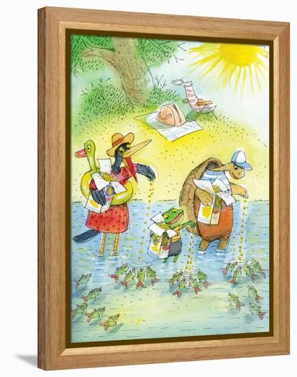 Ted, Ed and Caroll and the Tiny Fish 4 - Turtle-Valeri Gorbachev-Framed Premier Image Canvas