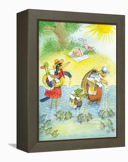 Ted, Ed and Caroll and the Tiny Fish 4 - Turtle-Valeri Gorbachev-Framed Premier Image Canvas