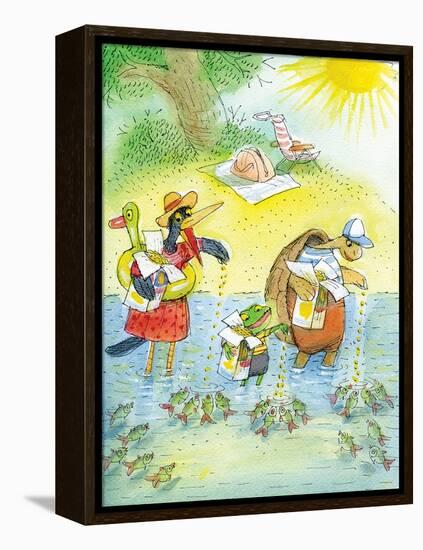 Ted, Ed and Caroll and the Tiny Fish 4 - Turtle-Valeri Gorbachev-Framed Premier Image Canvas