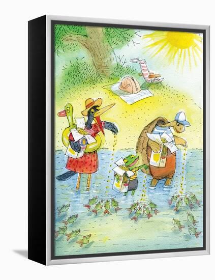 Ted, Ed and Caroll and the Tiny Fish 4 - Turtle-Valeri Gorbachev-Framed Premier Image Canvas