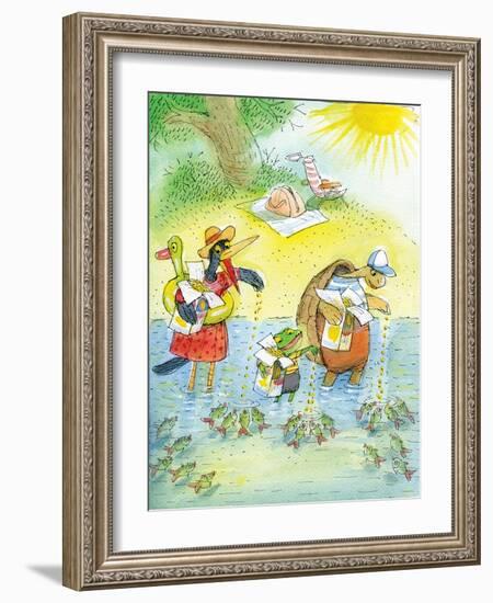 Ted, Ed and Caroll and the Tiny Fish 4 - Turtle-Valeri Gorbachev-Framed Giclee Print