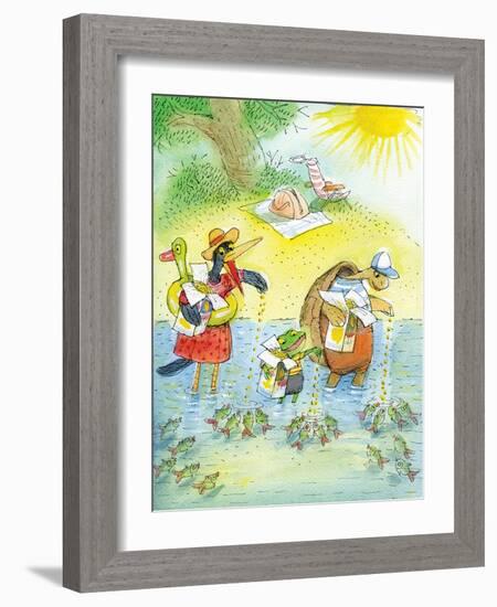 Ted, Ed and Caroll and the Tiny Fish 4 - Turtle-Valeri Gorbachev-Framed Giclee Print