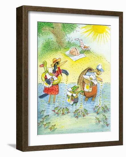 Ted, Ed and Caroll and the Tiny Fish 4 - Turtle-Valeri Gorbachev-Framed Giclee Print