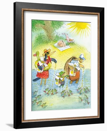 Ted, Ed and Caroll and the Tiny Fish 4 - Turtle-Valeri Gorbachev-Framed Giclee Print