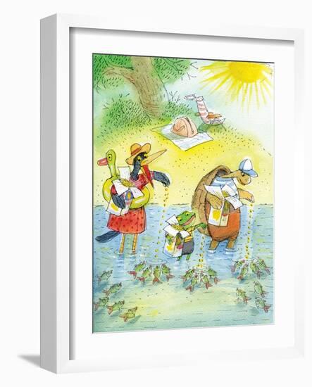 Ted, Ed and Caroll and the Tiny Fish 4 - Turtle-Valeri Gorbachev-Framed Giclee Print