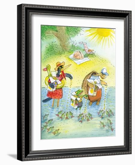 Ted, Ed and Caroll and the Tiny Fish 4 - Turtle-Valeri Gorbachev-Framed Giclee Print