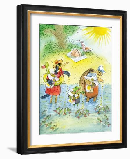 Ted, Ed and Caroll and the Tiny Fish 4 - Turtle-Valeri Gorbachev-Framed Giclee Print