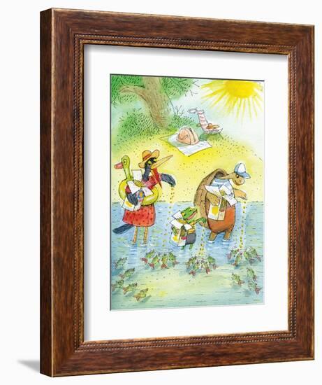 Ted, Ed and Caroll and the Tiny Fish 4 - Turtle-Valeri Gorbachev-Framed Giclee Print