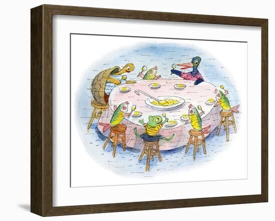 Ted, Ed, and Caroll and the Tiny Fish 5 - Turtle-Valeri Gorbachev-Framed Giclee Print