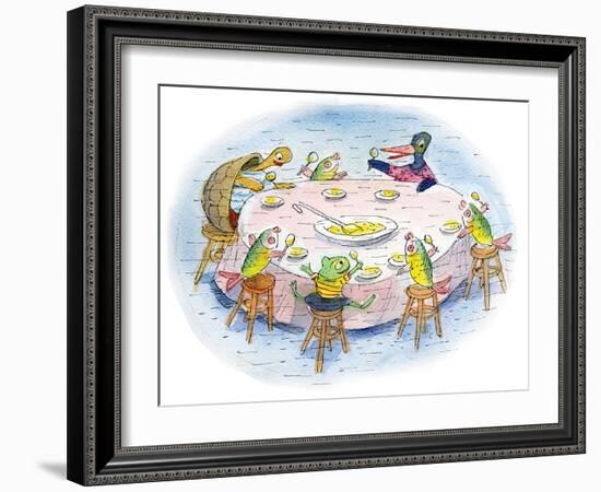 Ted, Ed, and Caroll and the Tiny Fish 5 - Turtle-Valeri Gorbachev-Framed Giclee Print