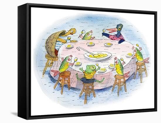 Ted, Ed, and Caroll and the Tiny Fish 5 - Turtle-Valeri Gorbachev-Framed Premier Image Canvas