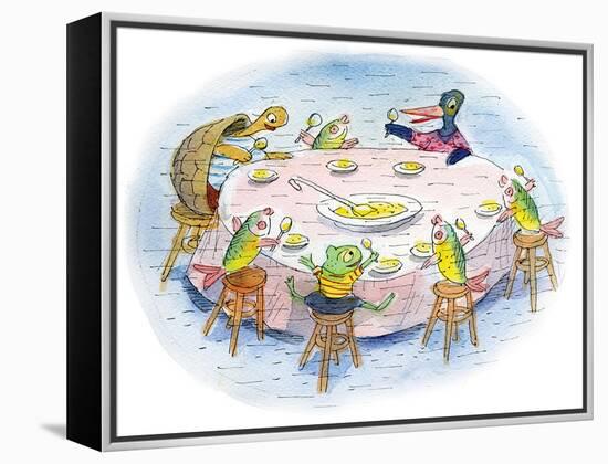 Ted, Ed, and Caroll and the Tiny Fish 5 - Turtle-Valeri Gorbachev-Framed Premier Image Canvas