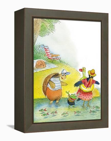 Ted, Ed and Caroll the Tiny Fish - Turtle-Valeri Gorbachev-Framed Premier Image Canvas