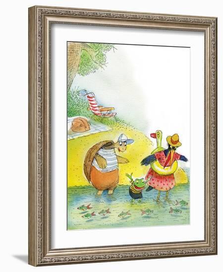 Ted, Ed and Caroll the Tiny Fish - Turtle-Valeri Gorbachev-Framed Giclee Print