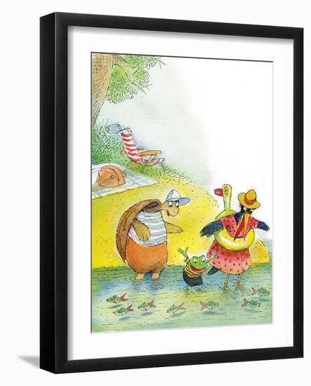 Ted, Ed and Caroll the Tiny Fish - Turtle-Valeri Gorbachev-Framed Giclee Print