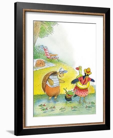 Ted, Ed and Caroll the Tiny Fish - Turtle-Valeri Gorbachev-Framed Giclee Print