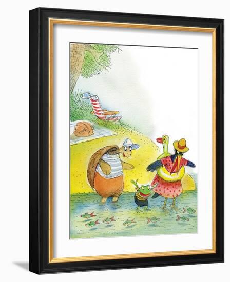 Ted, Ed and Caroll the Tiny Fish - Turtle-Valeri Gorbachev-Framed Giclee Print