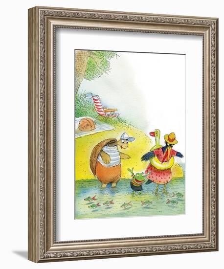 Ted, Ed and Caroll the Tiny Fish - Turtle-Valeri Gorbachev-Framed Giclee Print